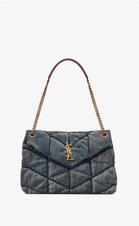 ysl suede flap bag|ysl denim puffer bag.